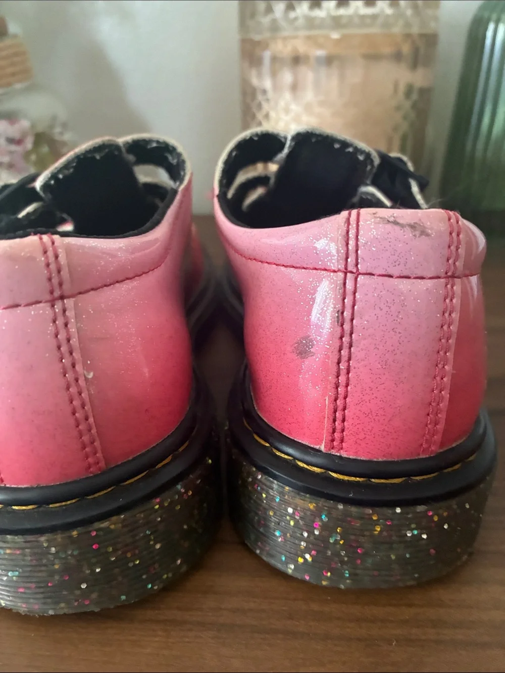 Dr. Martens Girls' Pink Double-Strap Heart-Perforated Mary Janes